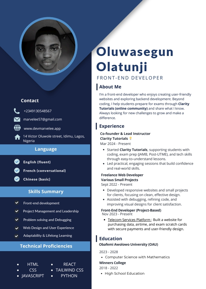 Dev Marvelee's Résumé